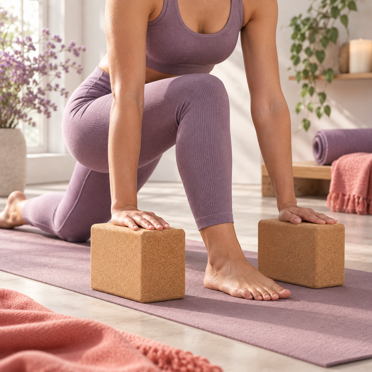 Cork Yoga Block Pair — lifestyle